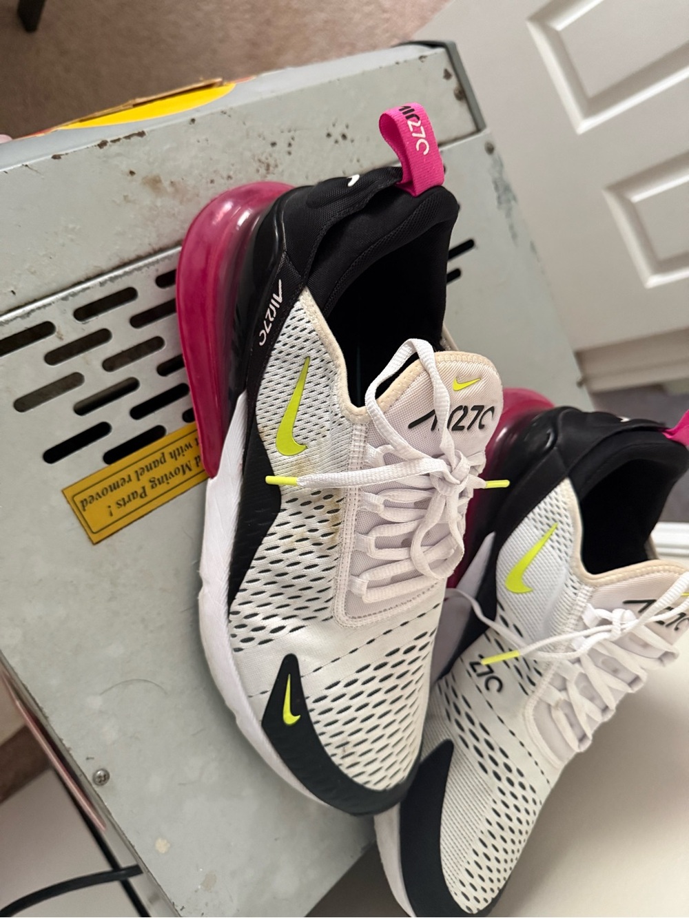 Nike Air Max 270 White with Black and Volt Accents - Picture 2 of 5